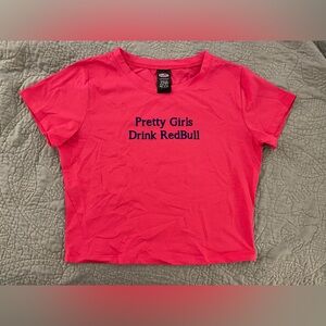 pretty girls drink Redbull croptop